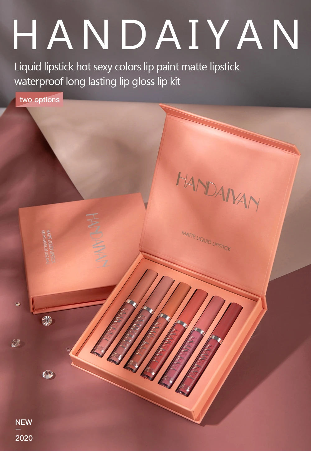 HANDAIYAN Kit Batom Líquido 6 Cores – Longa Duração e Alta Pigmentação
