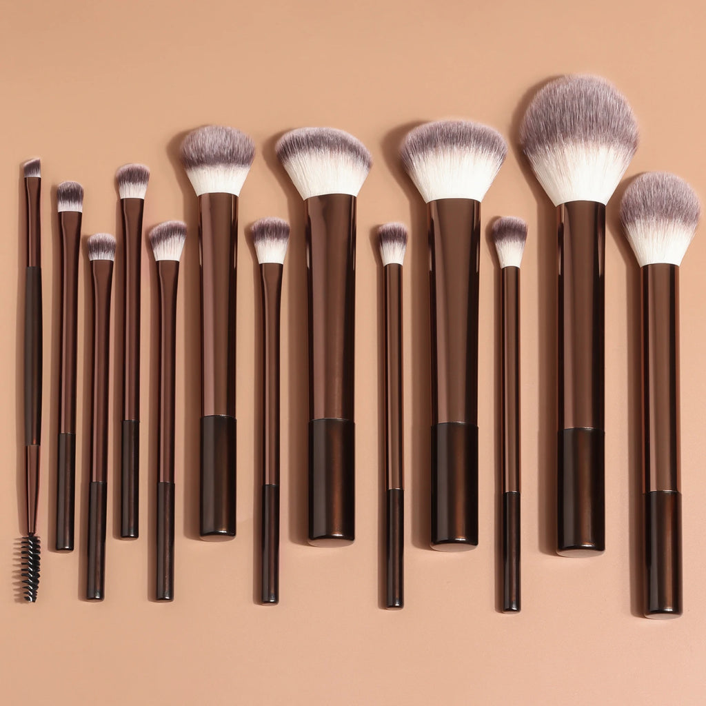 Kit Profissional de Maquiagem Ronshadow – 13 Pincéis Essenciais para Rosto e Olhos.
