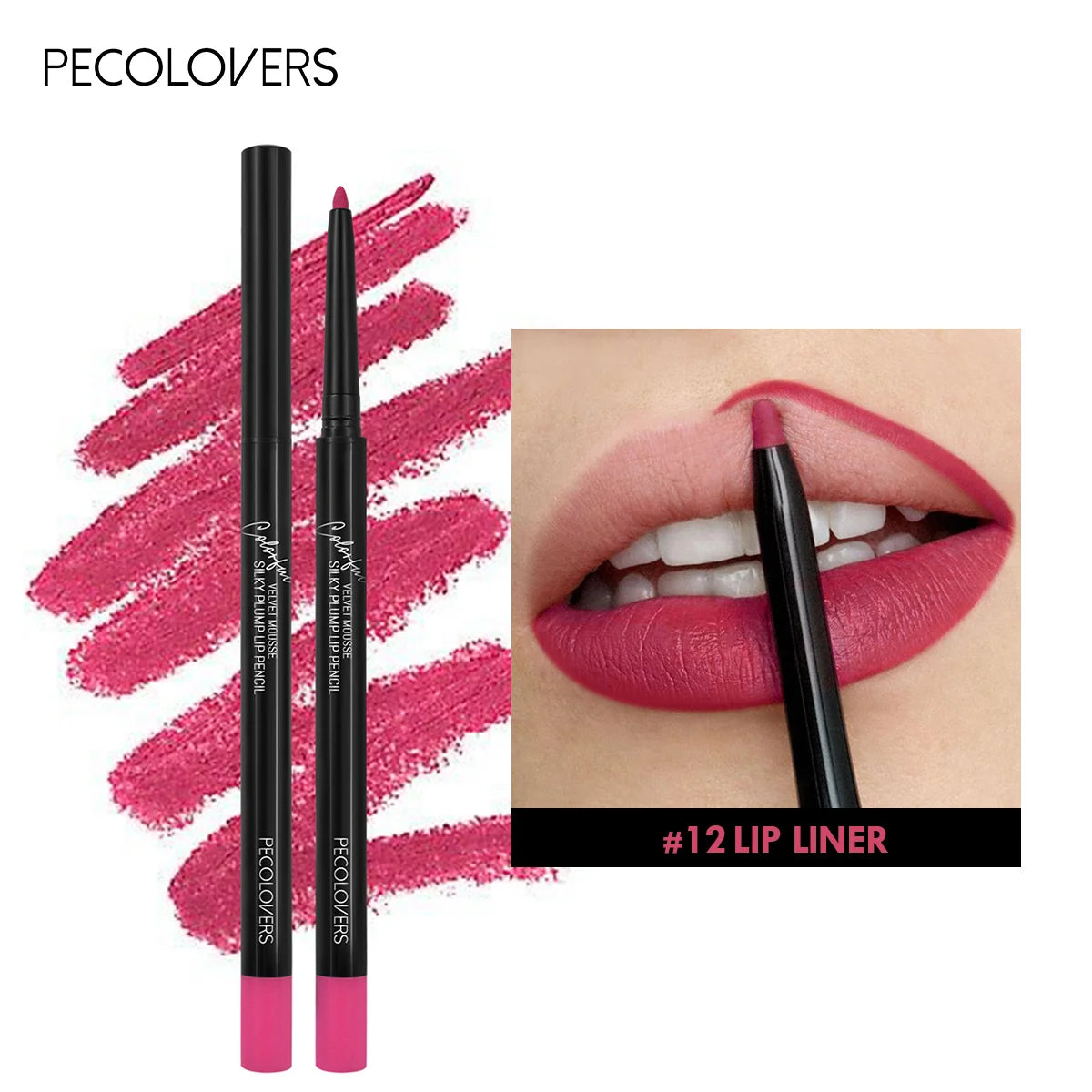 12 Cores Lápis de Contorno Labial Precision – Definição Perfeita, Longa Duração Á Prova Dágua