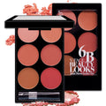 6 Cores Blush Facial Long-Lasting T323 – Cor Radiante e Longa Duração.