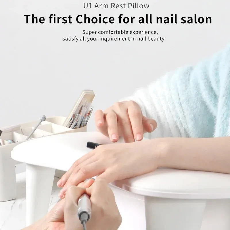 Apoio de Mão Ergonômico para Manicure: Suporte Inclinado em Couro PU com Base Removível