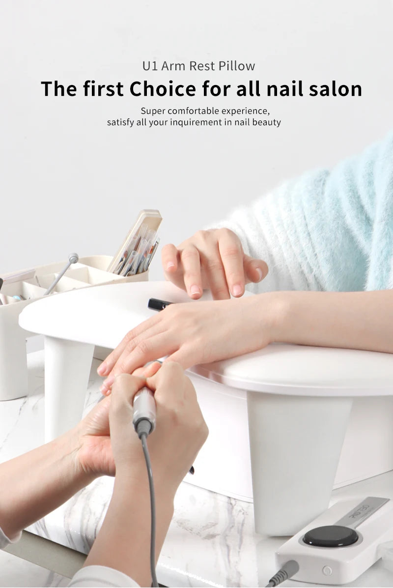 Apoio de Mão Ergonômico para Manicure: Suporte Inclinado em Couro PU com Base Removível