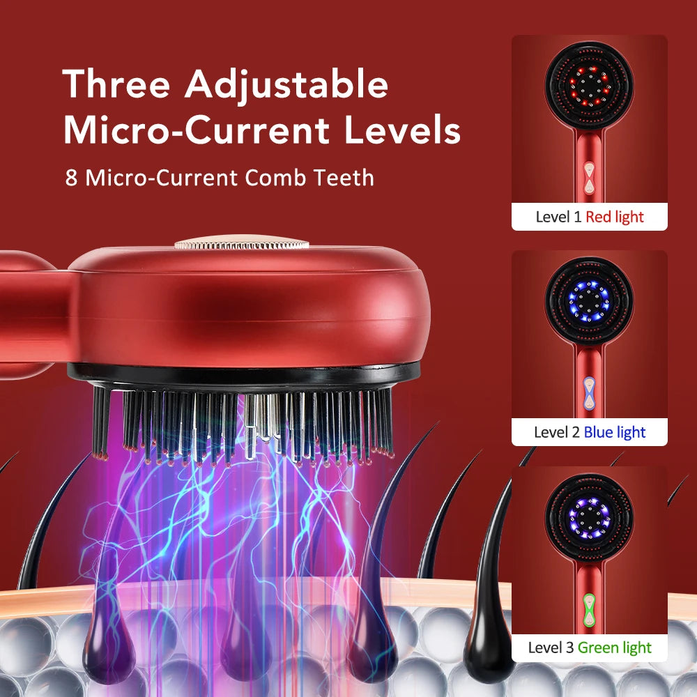 Massageador Capilar com Terapia de Luz Vermelha – Fortalece os Fios e Estimula o Crescimento