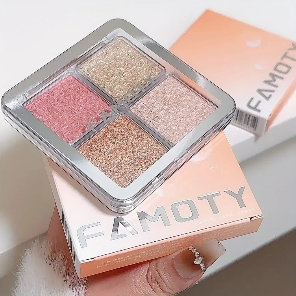 Paleta Glow Illuminator 4 em 1 – Efeito Shimmer Profissional e Alta Pigmentação