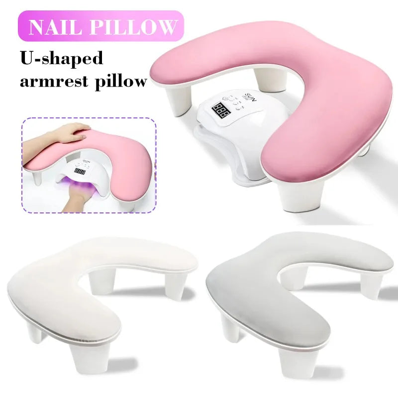 Apoio de Mão Ergonômico para Manicure: Suporte Inclinado em Couro PU com Base Removível