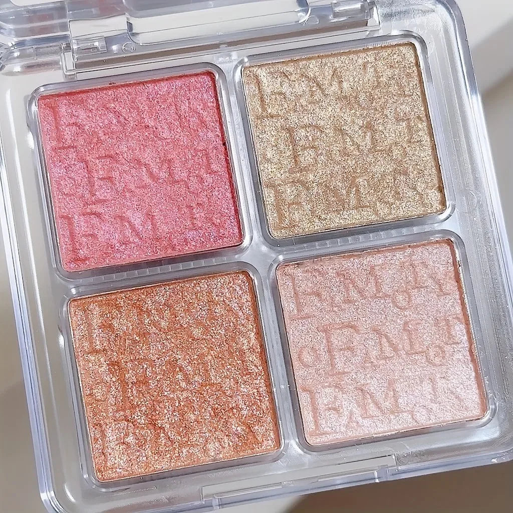 Paleta Glow Illuminator 4 em 1 – Efeito Shimmer Profissional e Alta Pigmentação