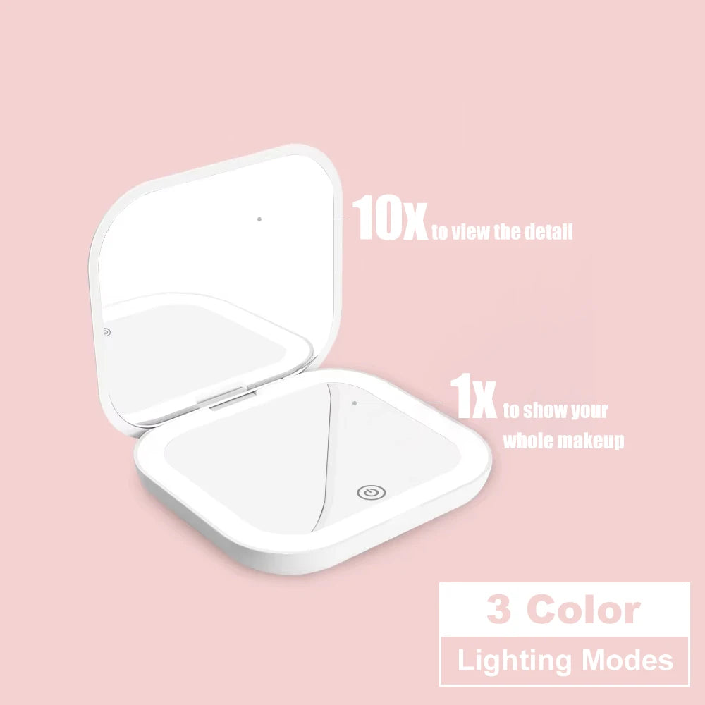 Espelho de Maquiagem COSMOMIRO com LED – Dupla Face e Iluminação Profissional.