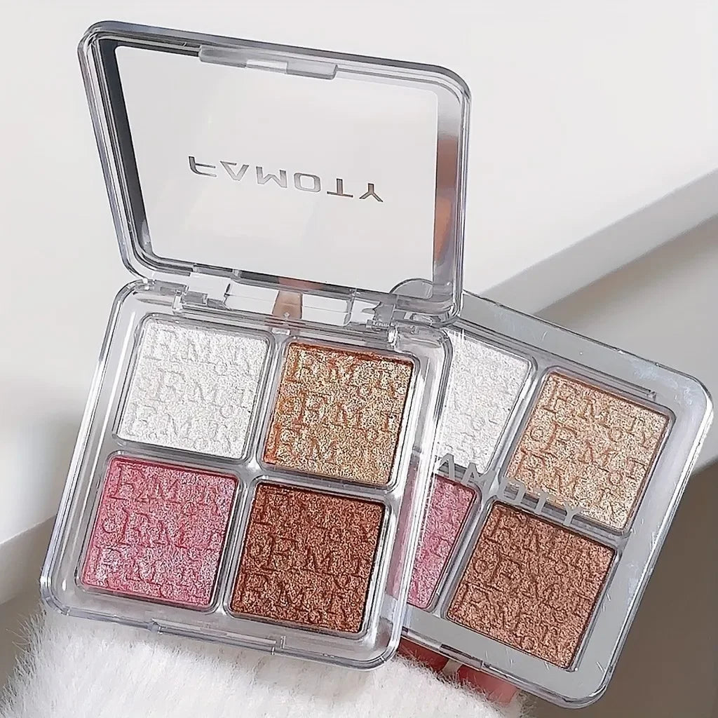 Paleta Glow Illuminator 4 em 1 – Efeito Shimmer Profissional e Alta Pigmentação