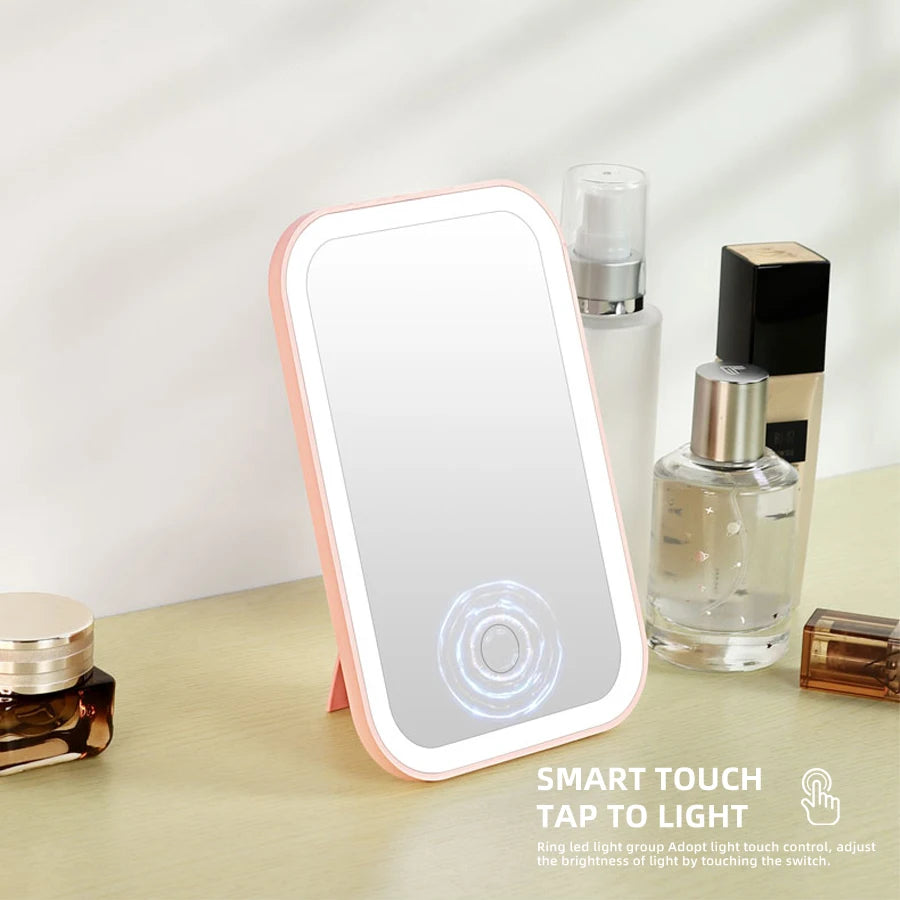 Espelho de Mesa Heinast LED Recarregável – Brilho Ajustável e Touch.