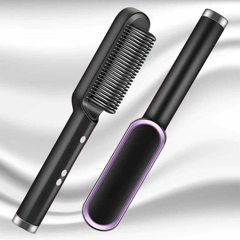 Escova Alisadora Elétrica Profissional - Tecnologia Anti-Frizz