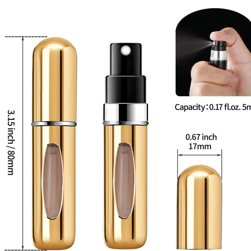 1/4Pcs 5ml Perfume Atomizer Frasco Spray Portatil Premium em Alumínio – Edição Pocket