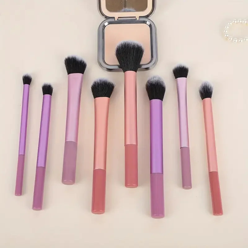 Kit 8 Pincéis de Maquiagem – Kit Completo para Base, Sombra e Acabamento