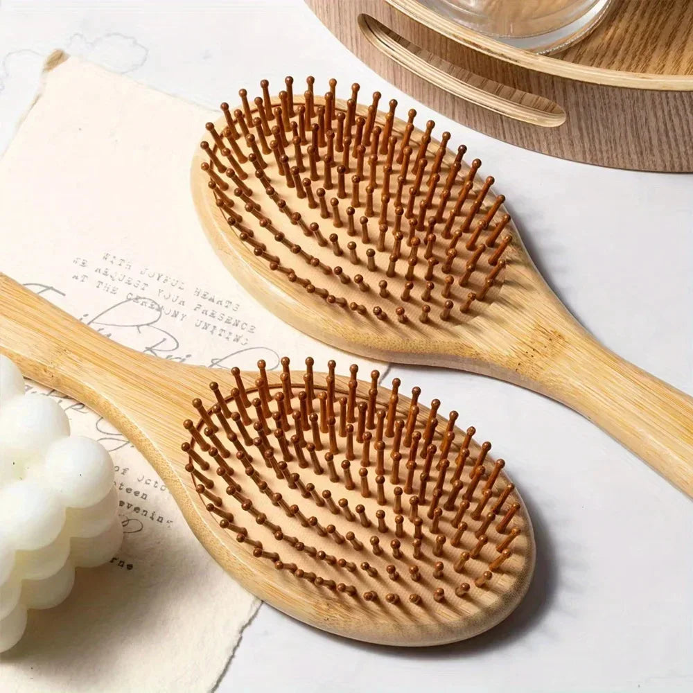 Escova de Bambu Natural YUNTES – Massagem Terapêutica e Estímulo ao Crescimento