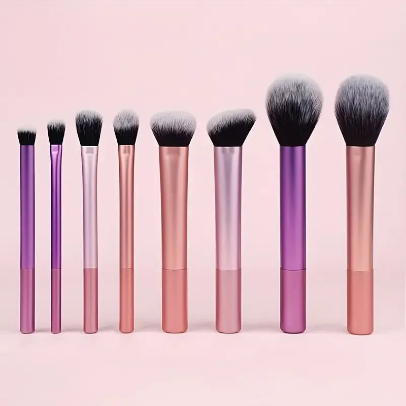 Kit 8 Pincéis de Maquiagem – Kit Completo para Base, Sombra e Acabamento
