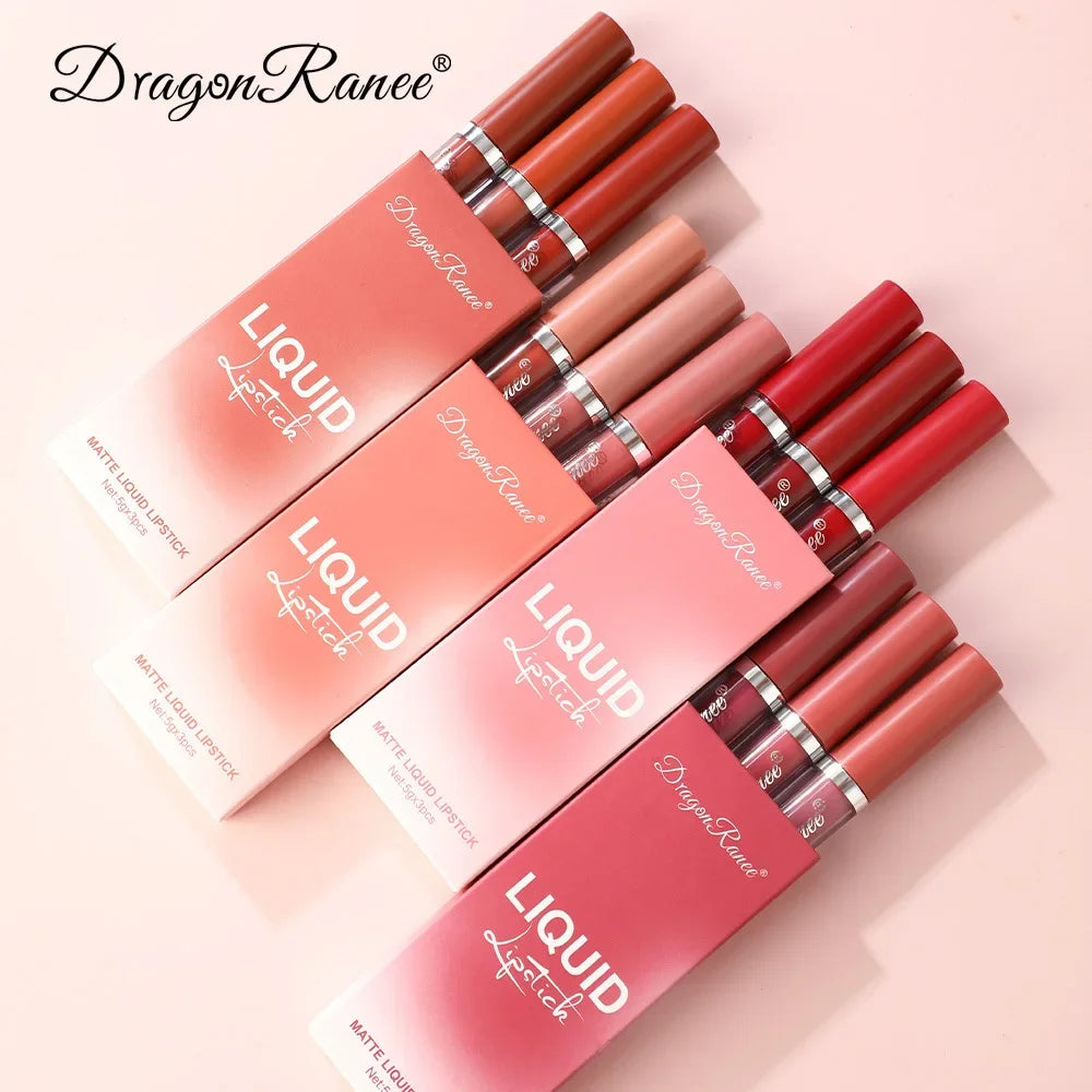 Kit 3 Batons NONE Líquidos Matte Profissionais – Alta Pigmentação e Fixação.