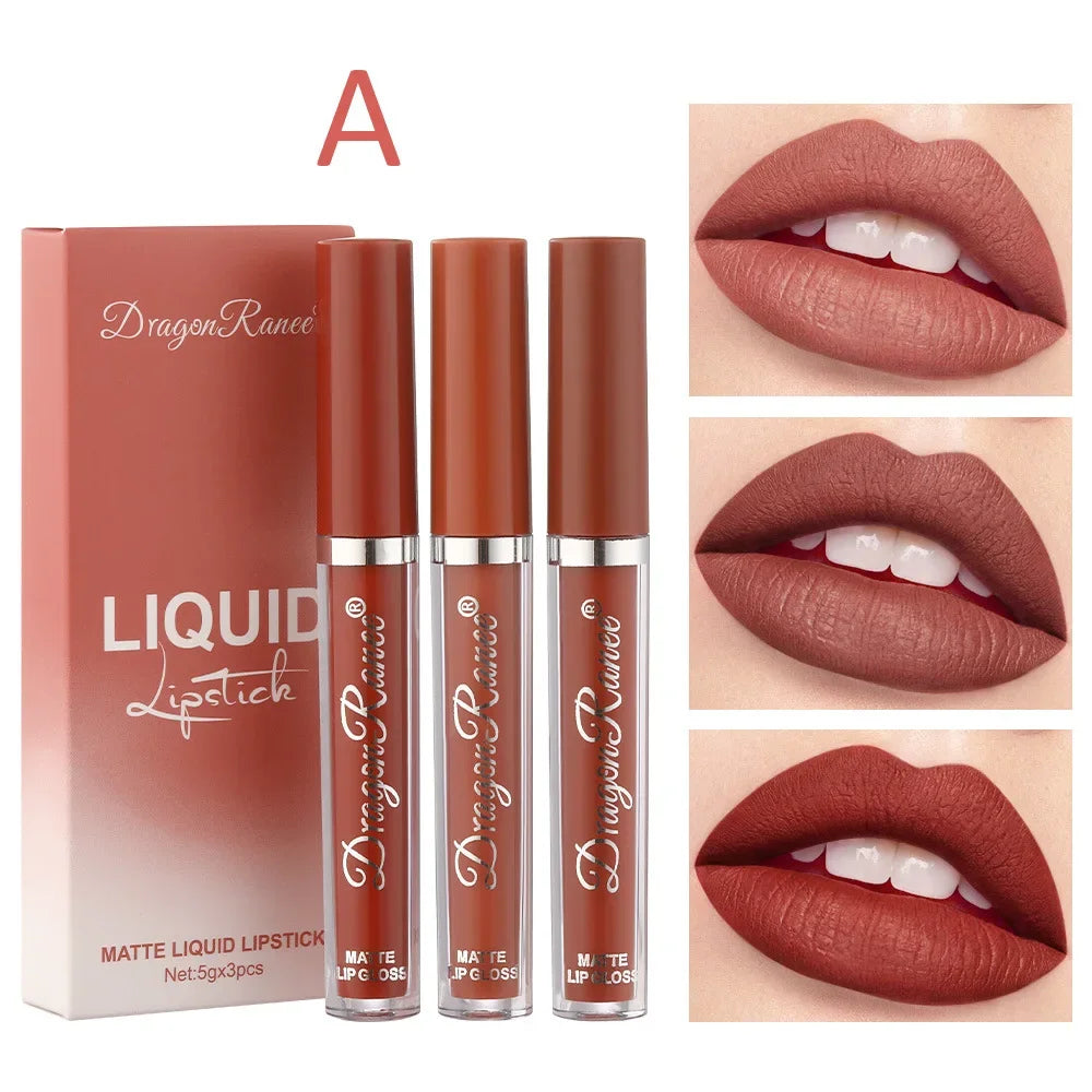 Kit 3 Batons NONE Líquidos Matte Profissionais – Alta Pigmentação e Fixação.