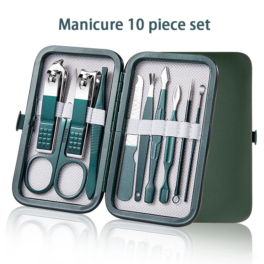 7/10/12/18 Peças Kit Manicure Profissional em Aço Inox – Estojo de Luxo