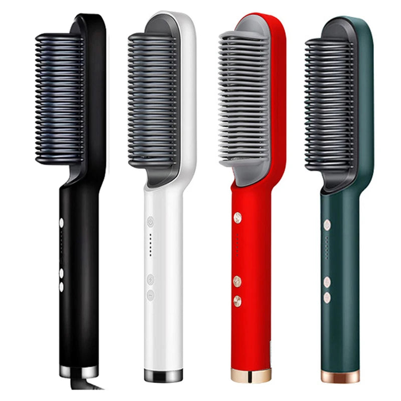 Escova Alisadora Elétrica Profissional - Tecnologia Anti-Frizz