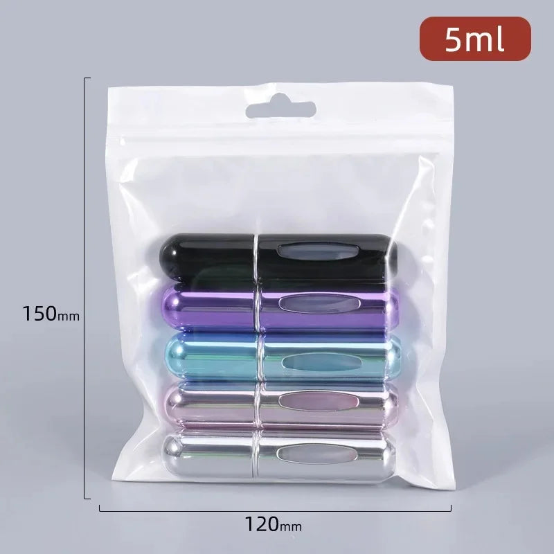 5Pcs 5ml Spray de Perfume Premium em Alumínio – Fragrância Favorita Sempre com Você