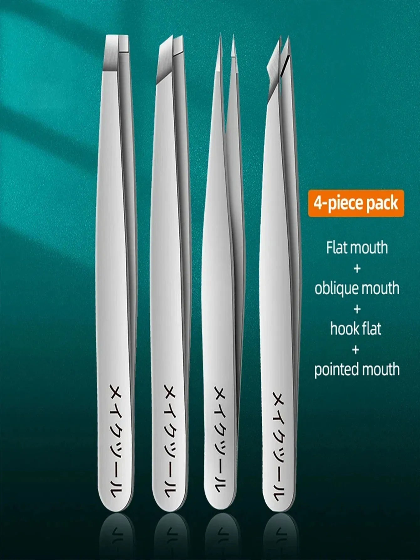 Kit 4 Pinças Profissional OLOEY – Aço Inoxidável Antibacteriano