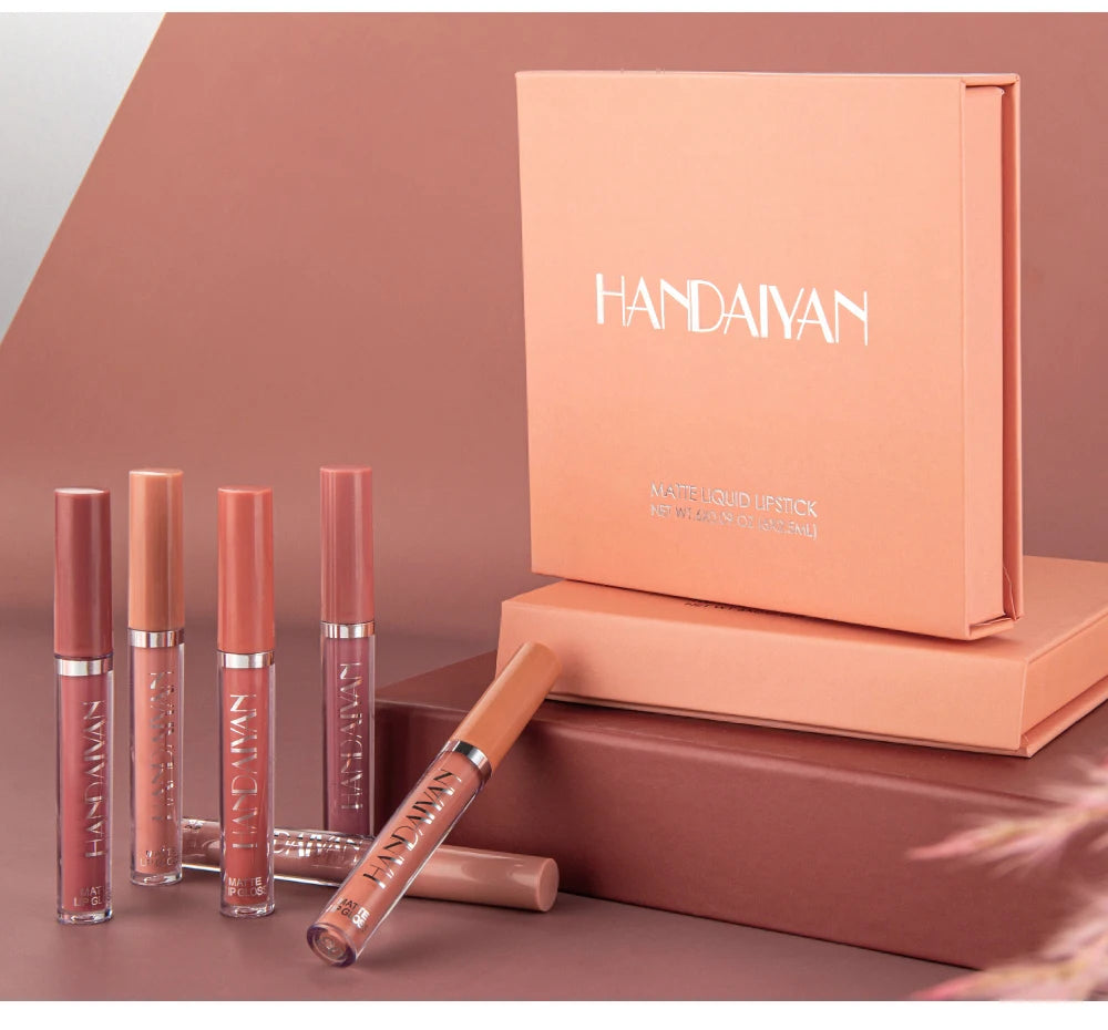 HANDAIYAN Kit Batom Líquido 6 Cores – Longa Duração e Alta Pigmentação