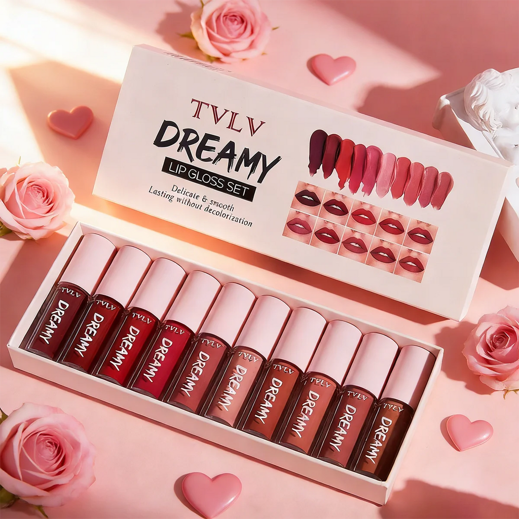 10pcs Lip Gloss Velvet Lipstick - À Prova de Tudo e 24h de Duração!