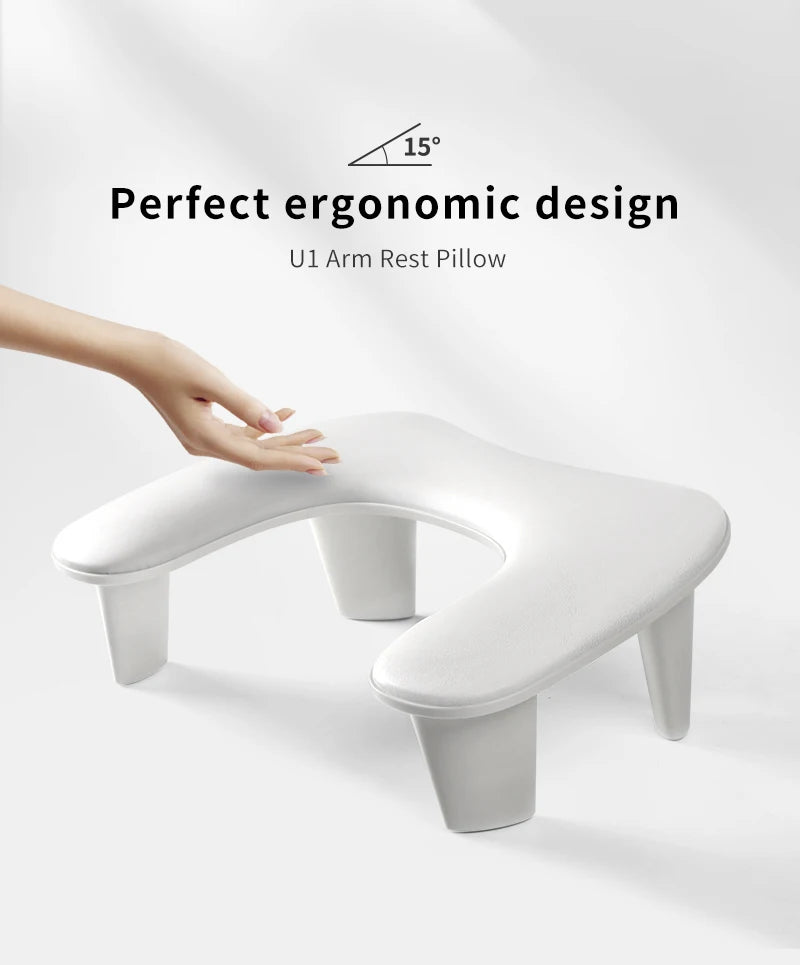 Apoio de Mão Ergonômico para Manicure: Suporte Inclinado em Couro PU com Base Removível