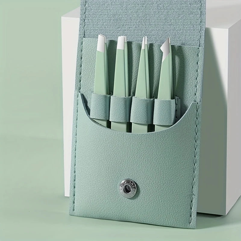 Kit 4 Pinças de Precisão Ouriner – Aço Inoxidável Profissional para Design de Sobrancelha