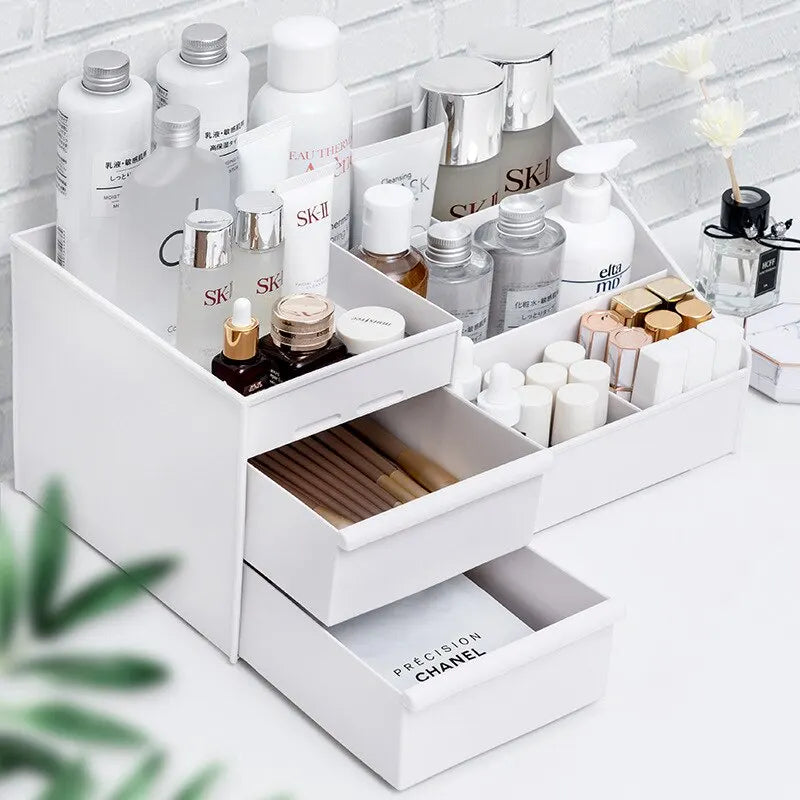 1/3PCS Organizador de Luxo White Edition – Gaveta e Prateleira para Skin Care