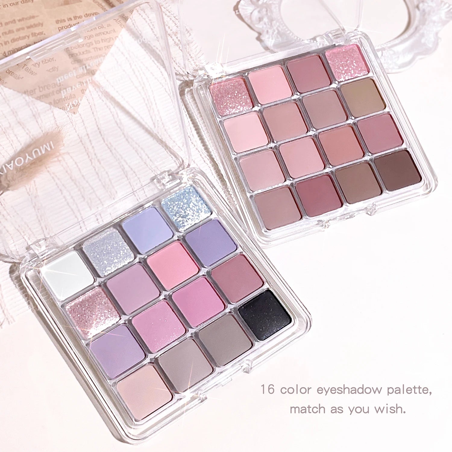 Paleta de Sombras XIAOYUMI 16 Cores – Tons Terrosos, Matte e Glitter.