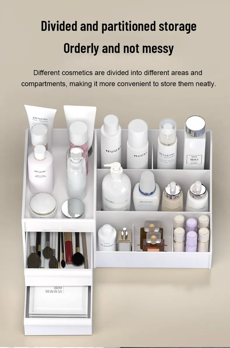 1/3PCS Organizador de Luxo White Edition – Gaveta e Prateleira para Skin Care