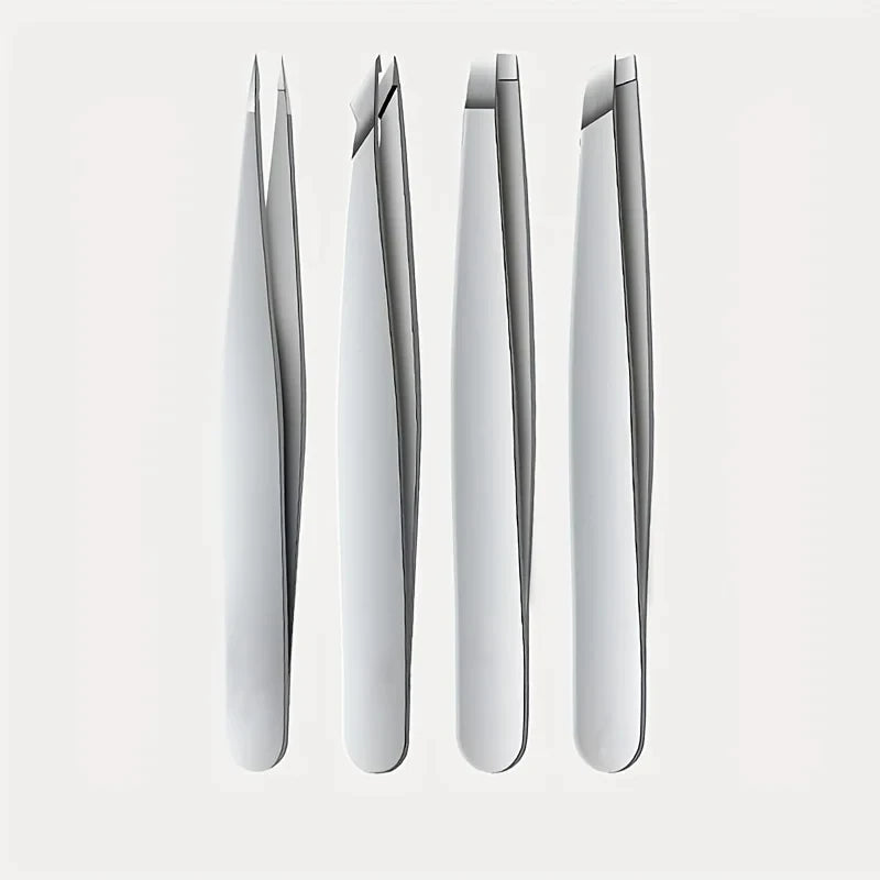 Kit 4 Pinças de Precisão Ouriner – Aço Inoxidável Profissional para Design de Sobrancelha