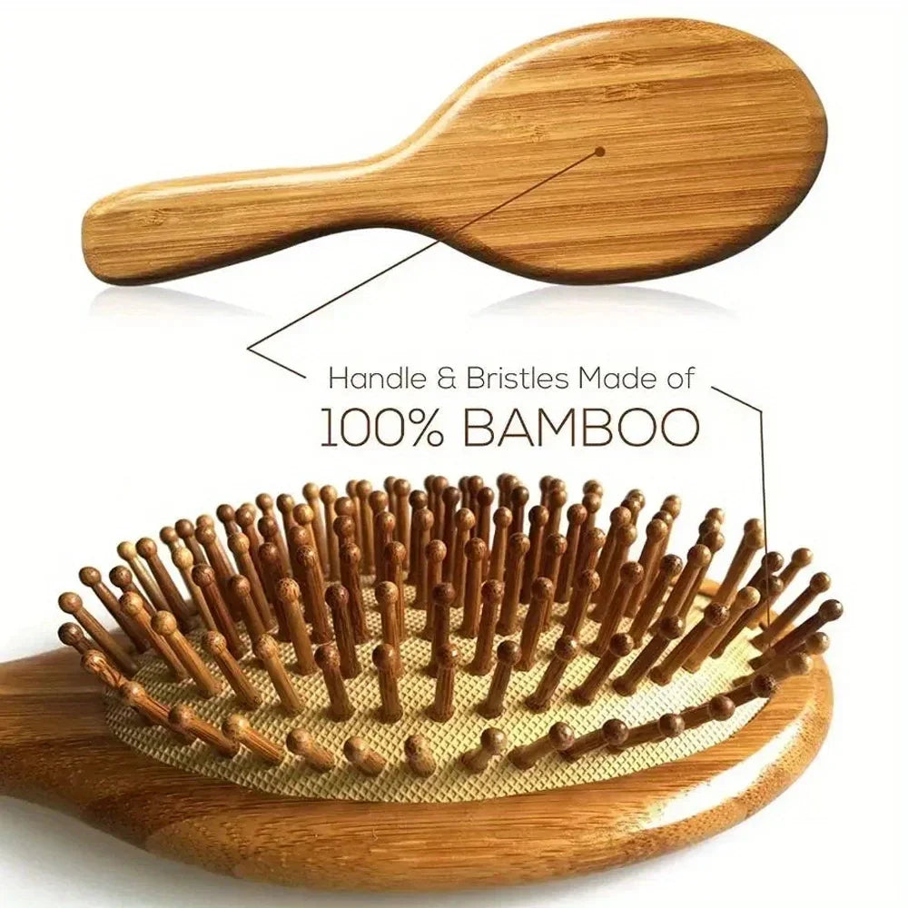 Escova de Bambu Natural YUNTES – Massagem Terapêutica e Estímulo ao Crescimento