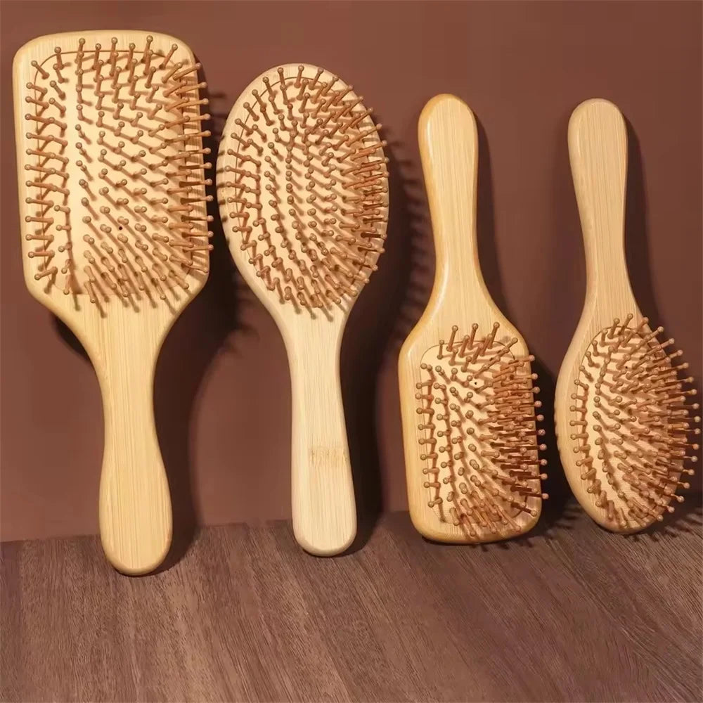 Escova de Bambu Natural YUNTES – Massagem Terapêutica e Estímulo ao Crescimento