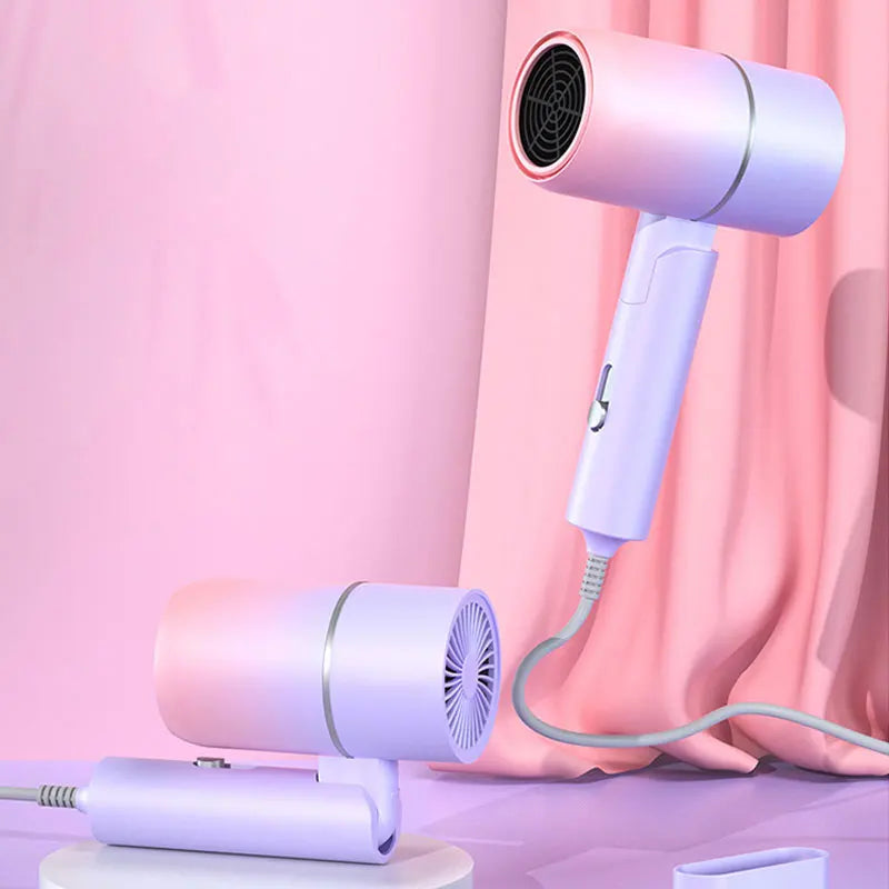 Mini Secador de Cabelo com Íons Negativos – Brilho e Proteção Antifrizz (Dobrável)