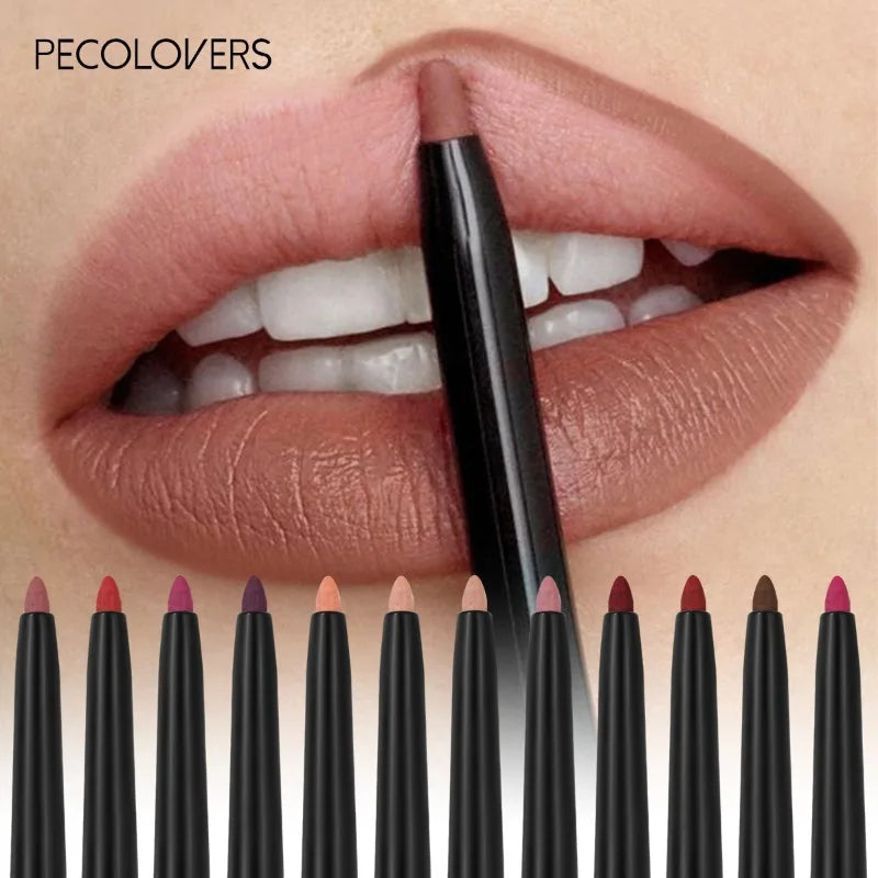 12 Cores Lápis de Contorno Labial Precision – Definição Perfeita, Longa Duração Á Prova Dágua