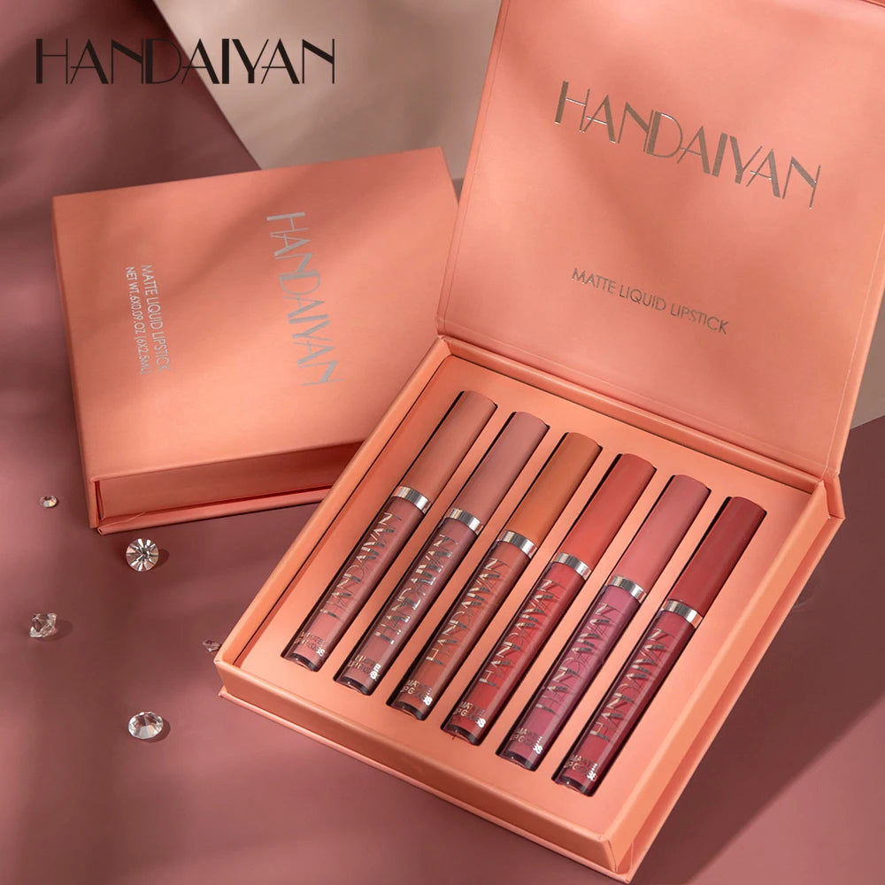 HANDAIYAN Kit Batom Líquido 6 Cores – Longa Duração e Alta Pigmentação