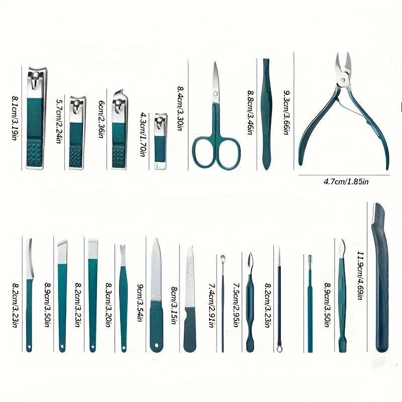 7/10/12/18 Peças Kit Manicure Profissional em Aço Inox – Estojo de Luxo