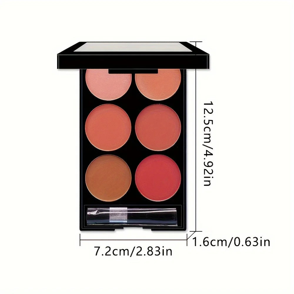 6 Cores Blush Facial Long-Lasting T323 – Cor Radiante e Longa Duração.