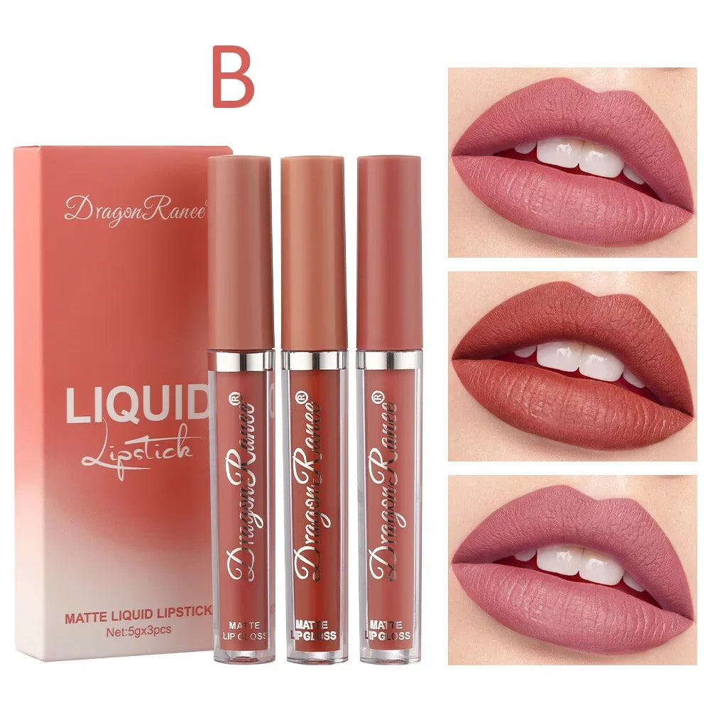 Kit 3 Batons NONE Líquidos Matte Profissionais – Alta Pigmentação e Fixação.