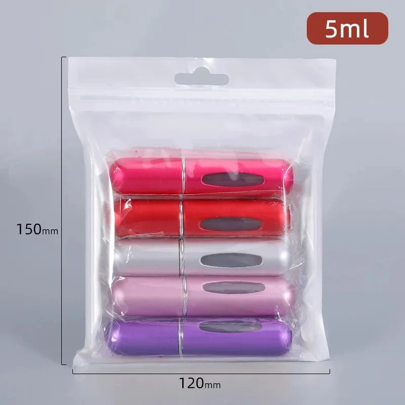 5Pcs 5ml Spray de Perfume Premium em Alumínio – Fragrância Favorita Sempre com Você