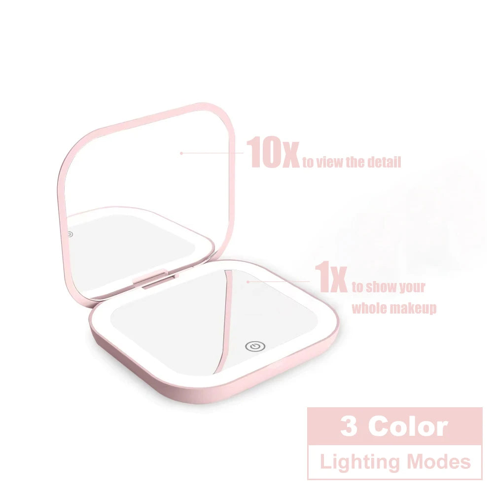 Espelho de Maquiagem COSMOMIRO com LED – Dupla Face e Iluminação Profissional.