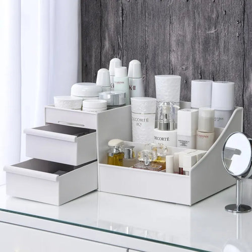 1/3PCS Organizador de Luxo White Edition – Gaveta e Prateleira para Skin Care