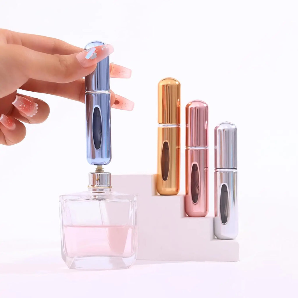 5Pcs 5ml Spray de Perfume Premium em Alumínio – Fragrância Favorita Sempre com Você