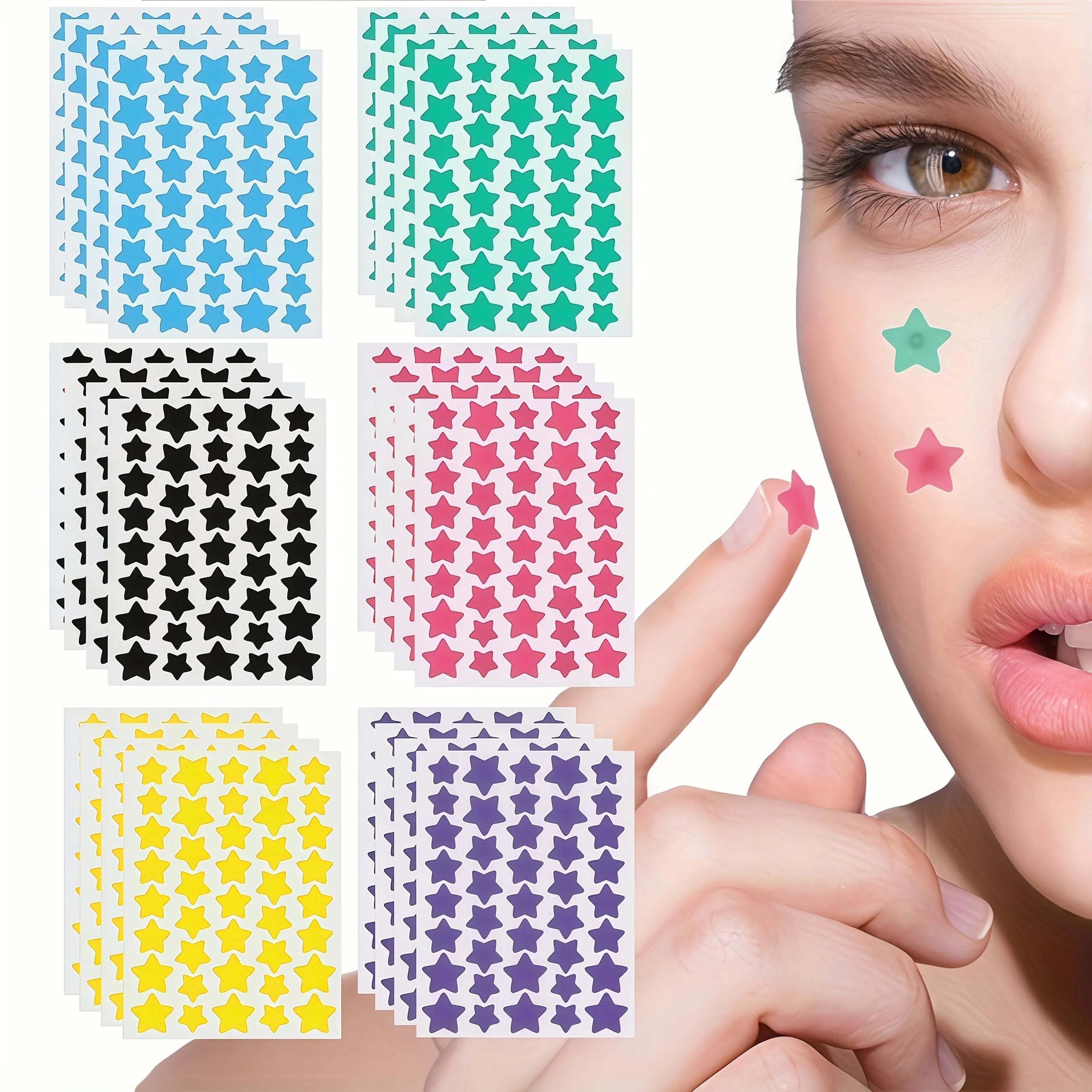 240PCS Adesivos Secativos Superstar – Estrelas Coloridas e Brilhantes para Espinhas