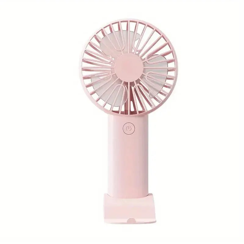 Ventilador de Mão Recarregável com Base de Apoio para Smartphone – Conforto e Lazer