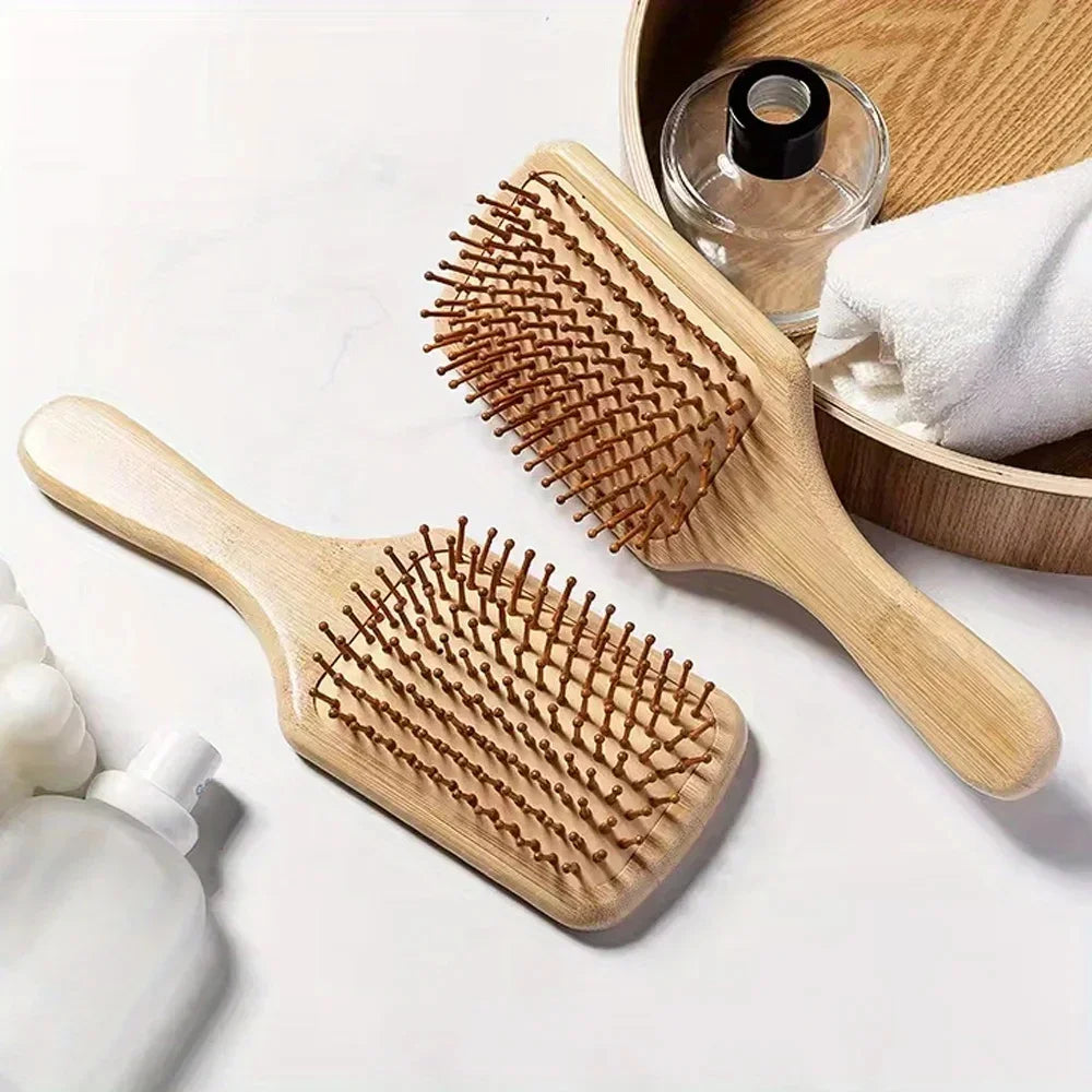 Escova de Bambu Natural YUNTES – Massagem Terapêutica e Estímulo ao Crescimento