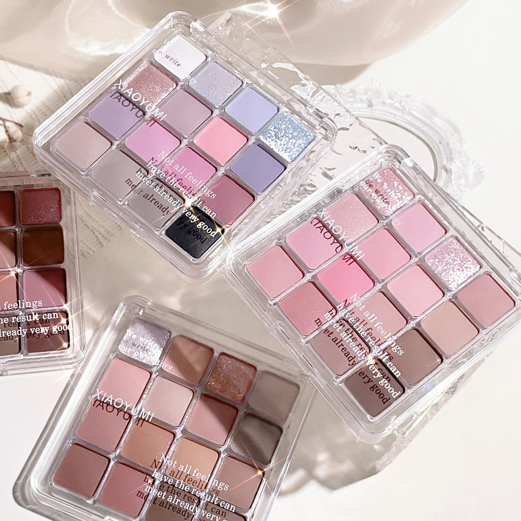 Paleta de Sombras XIAOYUMI 16 Cores – Tons Terrosos, Matte e Glitter.