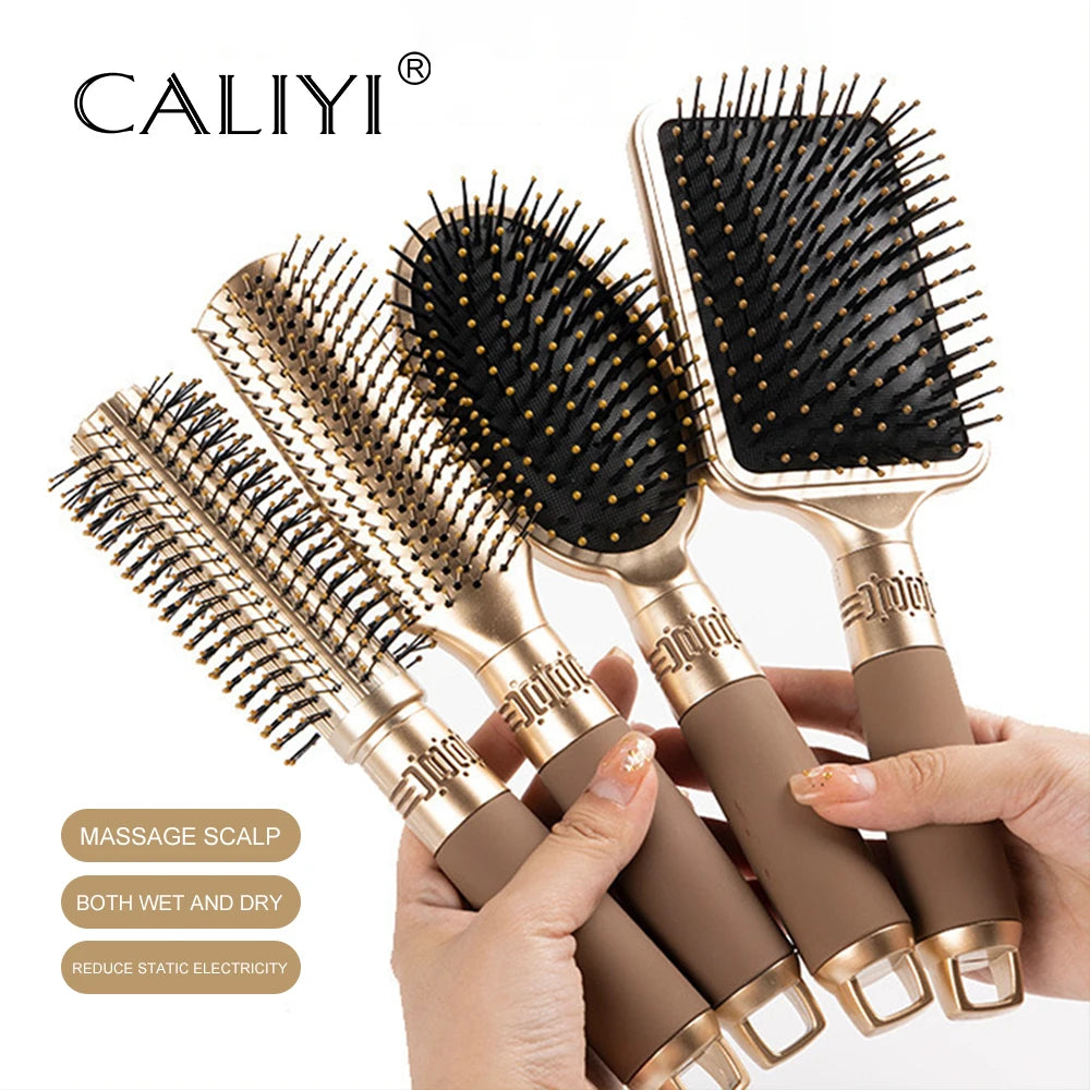 CALIYI Kit 4 Escovas de Cabelo Profissionais – Desembaraço e Massagem Capilar.