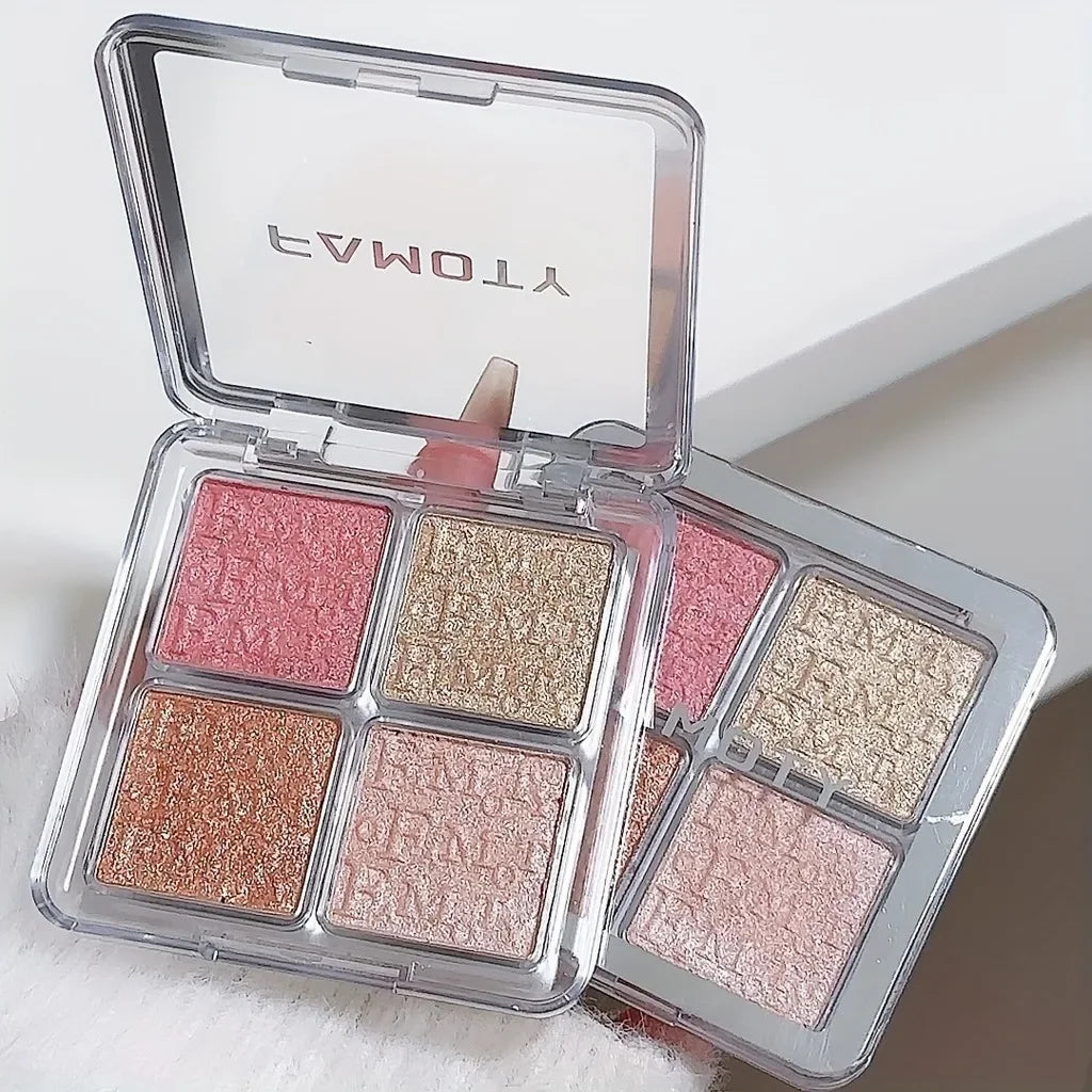 Paleta Glow Illuminator 4 em 1 – Efeito Shimmer Profissional e Alta Pigmentação